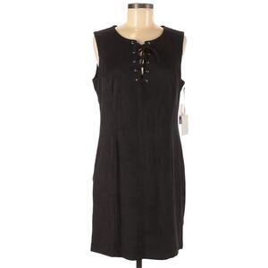 1.STATE faux suede lace-up bodycon above the knee dress rich black Size 12 NEW